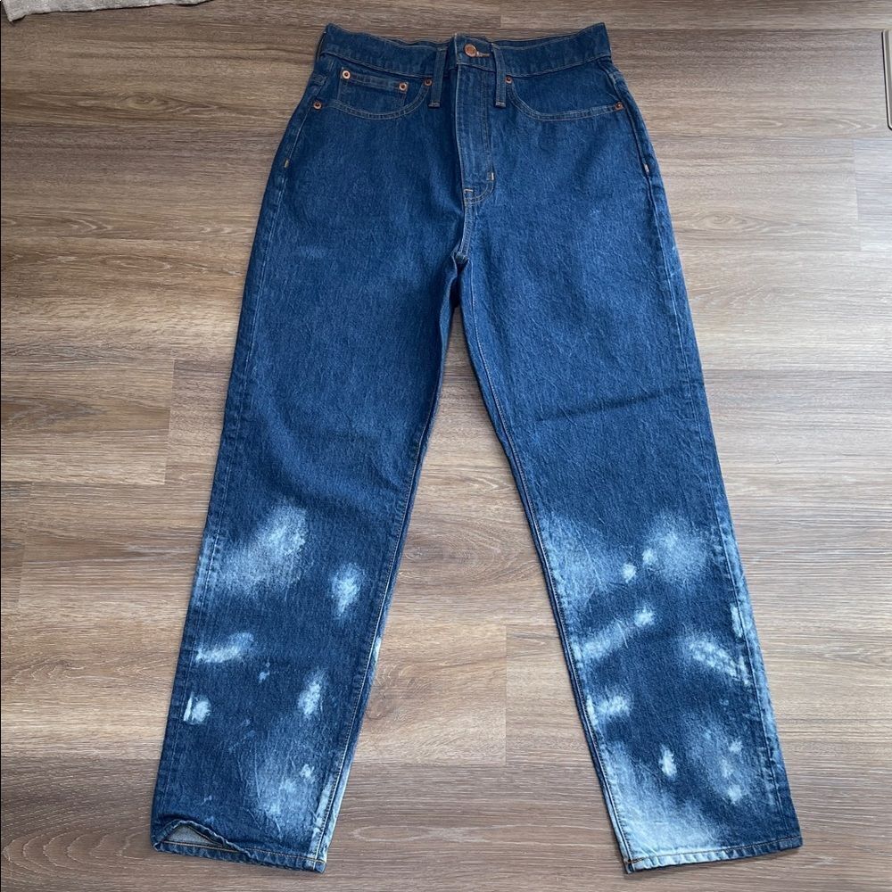 J. Crew Dark Blue Slouchy Boyfriend Jeans with Bleached Details Sz 26